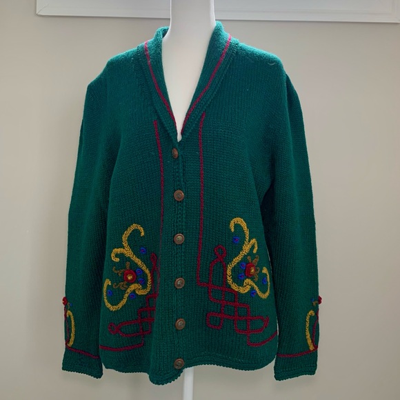 Rare Green Embroidered Cardigan ASO Phoebe Buffay on Friends - Picture 5 of 17